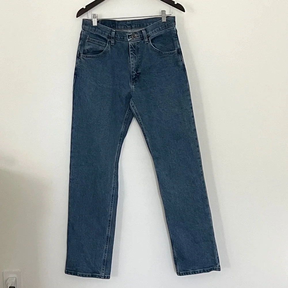 Wrangler Premium Quality Mens Straight Leg Jeans Medium Wash Blue Denim 30x32